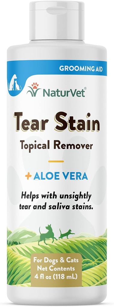 NaturVet – 泪水污点除尘器加阿罗埃 – 4 oz → 消除失明的泪水 & Saliva Stains → Gentle ,基于水的公式 → 用于狗和猫