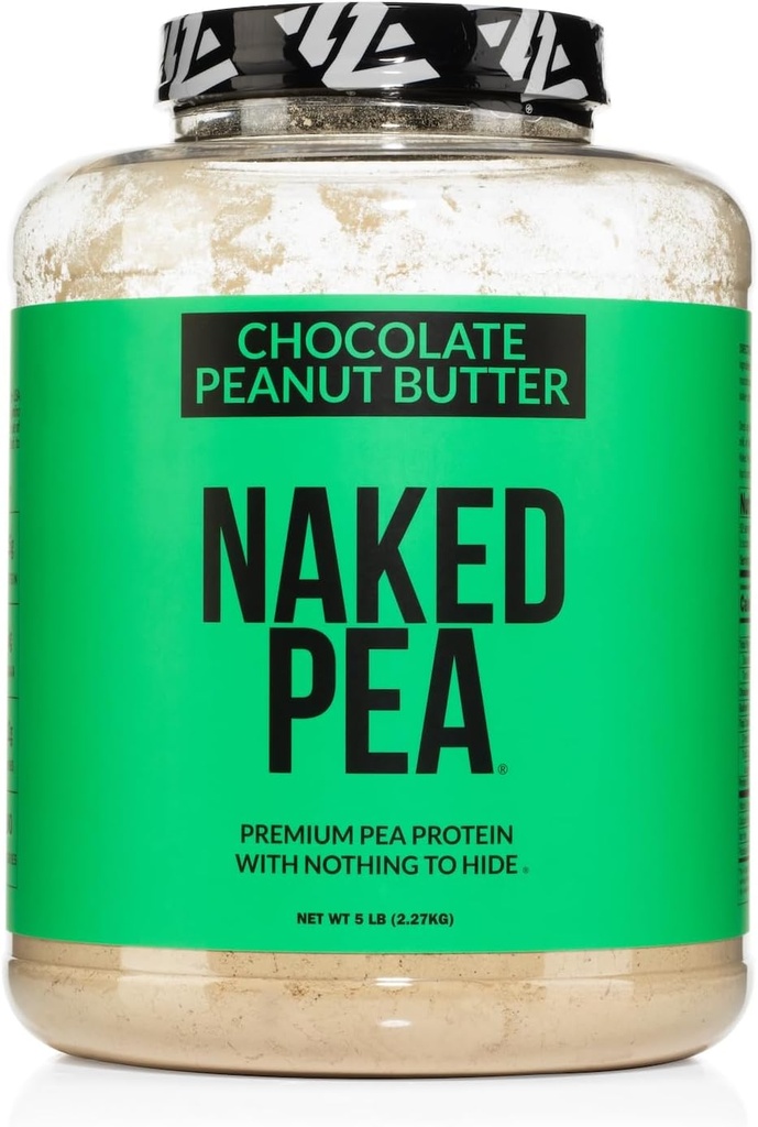 NAKED Pea - Chocolate Peanut Butter Protein from US & Canadian Farms, Organic Cocoa, Organic Coconut Sugar - No GMO, No Soy, and Gluten Free, Aid Growth and Recovery - 52 Servings