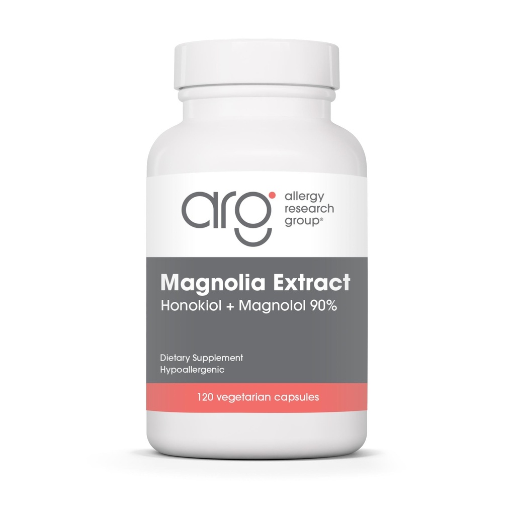 过敏研究小组 Magnolia 提取饮食补充 - 压力睡眠支持, Cortisol平衡, Honokiol , Magnolia, 假过敏性, 蔬菜 Capsules, Gluten Free - 120 Counter