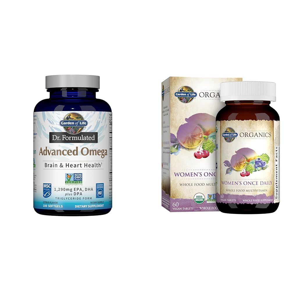 生活花园 Omega-3 鱼油 1,290mg EPA+DHA+DPA 180软胶和一次每日有机全食 妇女多维他命 60块