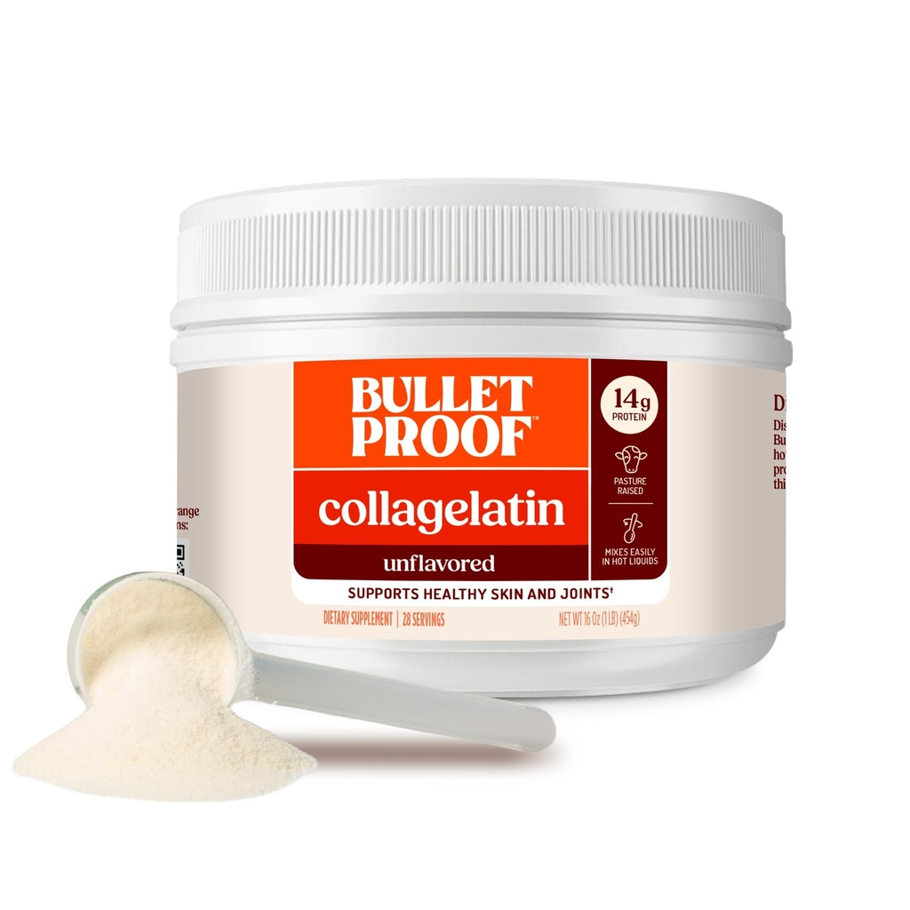 防弹CollaGelatin、加固Collagen蛋白的Gelatin,适合Keto和Paleo饮食食谱(16 Ounces)