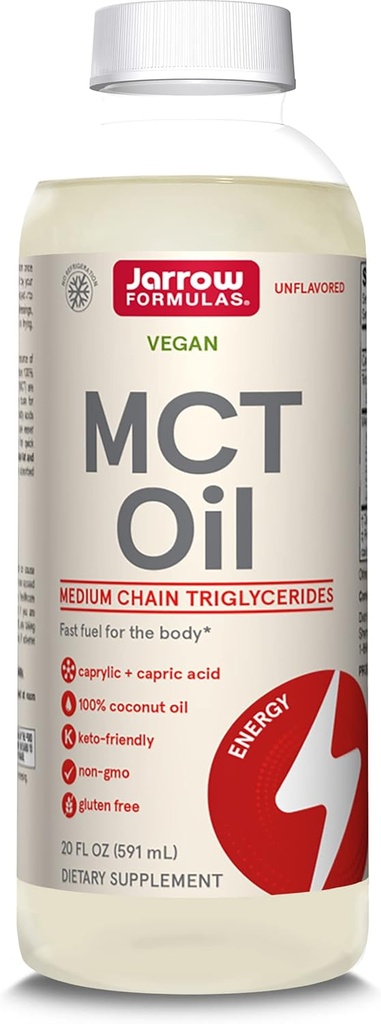 Jarow 公式 MCT 石油、饮食补充品、速效饮食支助、20伏兹液态石油、39天供应