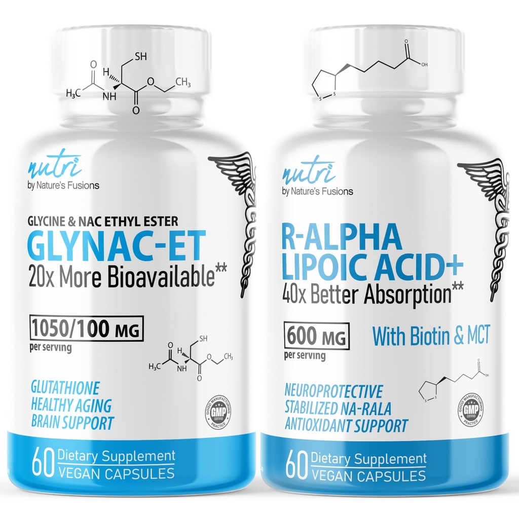 自然融合GlyNAC-ET(60 Capsules)-R Alpha Lipoic酸600mg(60 Capsules)-抗衰老包
