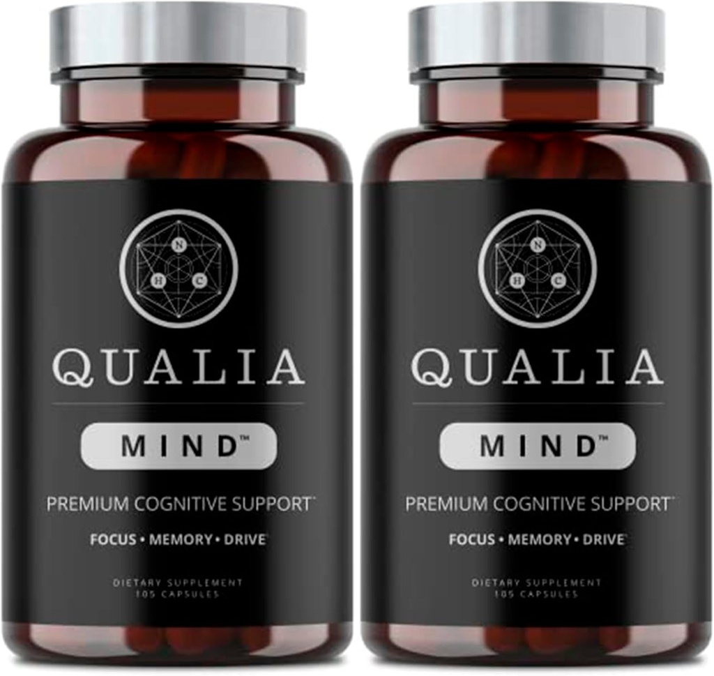 Qualia Mind Nootropics 105 ct 2-Pack QQ 顶级脑增量,用于记忆、焦点、精神能量和与Ginkgo biloba、Alpha GPC、Bacopa Monnieri、DHA & More(6周供应)的浓度