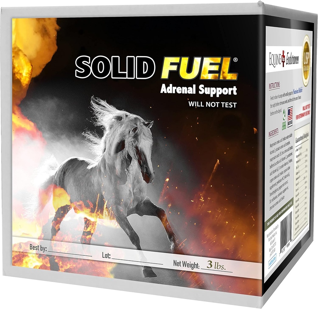 SOLID FUEL - 性能马补充剂 - 维生素、矿物和氨基酸用于肾上腺支持和耐力