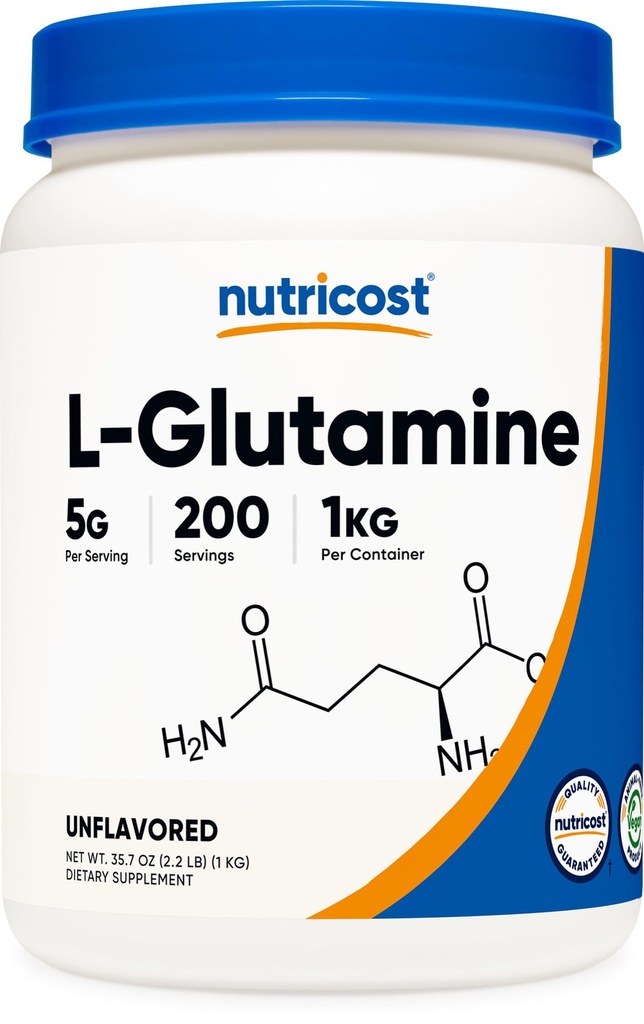 营养素 L-Glutanine 粉末 1 KG - 不受欢迎、非GMO 、 Gluten Free