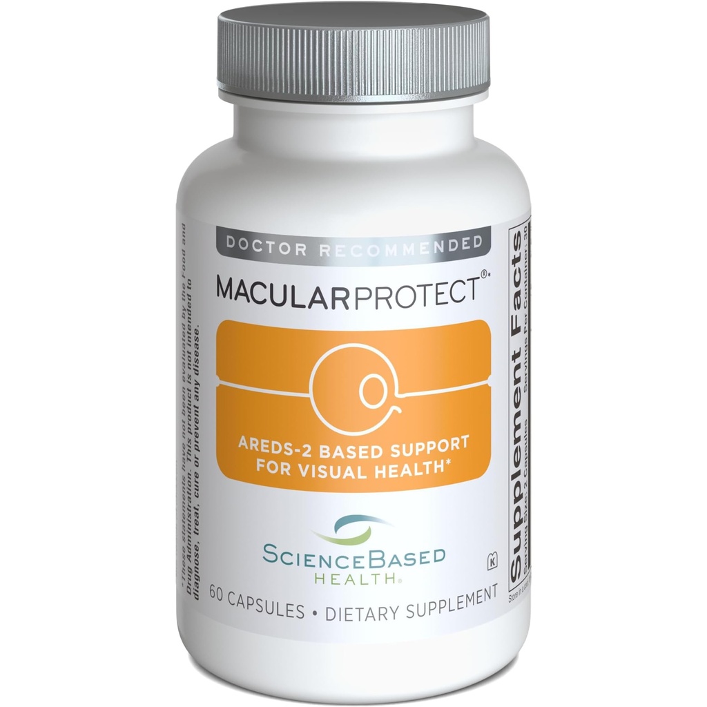 MacularProtect AREDS 2 配有Lutein、Zeaxanthin和B 维生素(B6、B12和Folate)的眼科健康维生素和矿物补充剂,用于额外Macular支助 – 60 Capsules