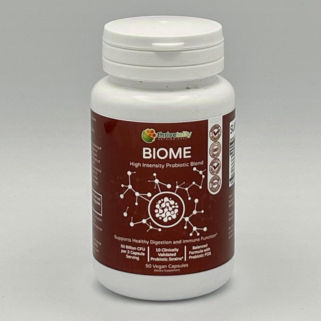 BIOME 高强度 Probiotic blend by Thrivetiality ##1 Physician 公式 临床 Profen + 10 验证的草条 + 预生 + 5亿 CPU + 消化和免疫支持