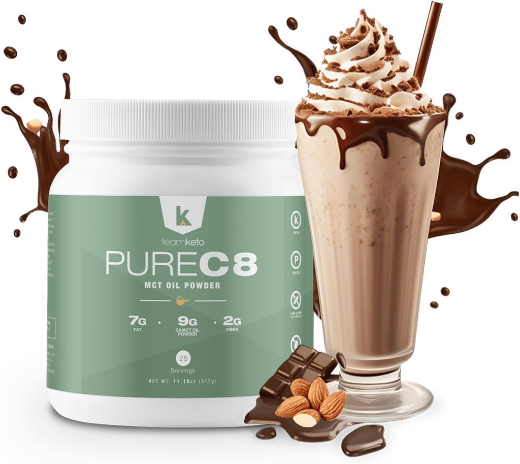 团队 Keto C8 MCT 油粉 — 焦糖Hazelnut Ketogenic MCT 咖啡奶油 - Vegan - Friendly, Gluten Free & Made in a GMP complant, FDA 注册设施 - 咖啡茶和蛋白质摇晃中完美 270g