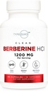 Zero Berberine HCL 1200mg 60 Capsules - 清洁,非GMO,Gluten免费补充