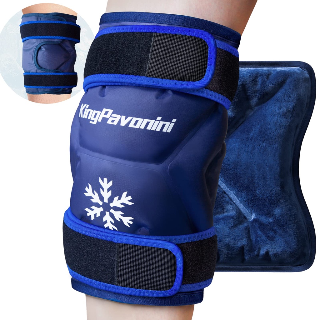 King Pavonini XXL Knee Ice Pack 外科手术后环绕整个膝盖包装,大型可重用Gel Ice Pack 用于伤害,疼痛救济,居住,运动伤害,1 Pack (蓝色)