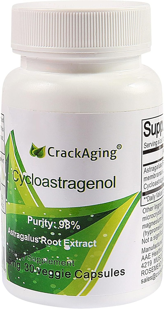 裂纹超吸附性 Cycloastragenol 98% Telomere加长补充剂 imune 助推剂 Telomere 营养 5mg 30 Capsules