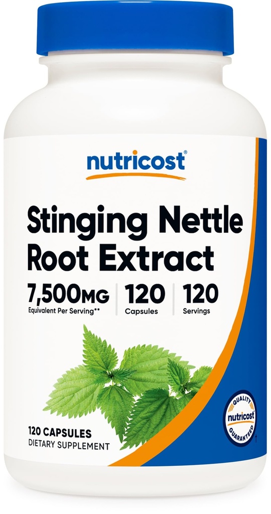 营养成本 Stinging Nettle 根提取7500mg等效,120 Capsules - 蔬菜友好型,非GMO型,无胶质