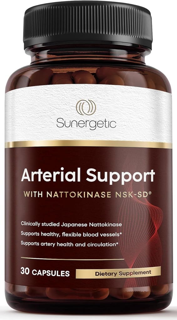 用于动脉支持的Sunergetic Premium Nattokinase补充剂 - Nattokinase 2000 FU(NSK-SD) Pycnogenol, Pomegranate & Beets - 100mg Nattokinase for Artery Health, Heart & Blood Ships 30 Capsules