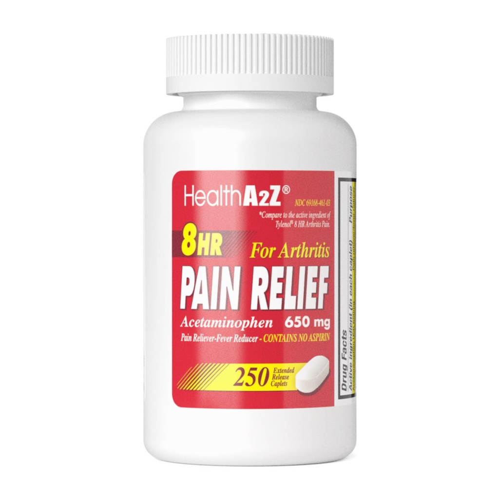 健康A2Z® 疼痛缓解扩展释放 | Acetaminophen 650mg | 8小时 | Arthiritis pain | Preliver - Fever Reliever - | 含有无阿司匹林 |(250卡)