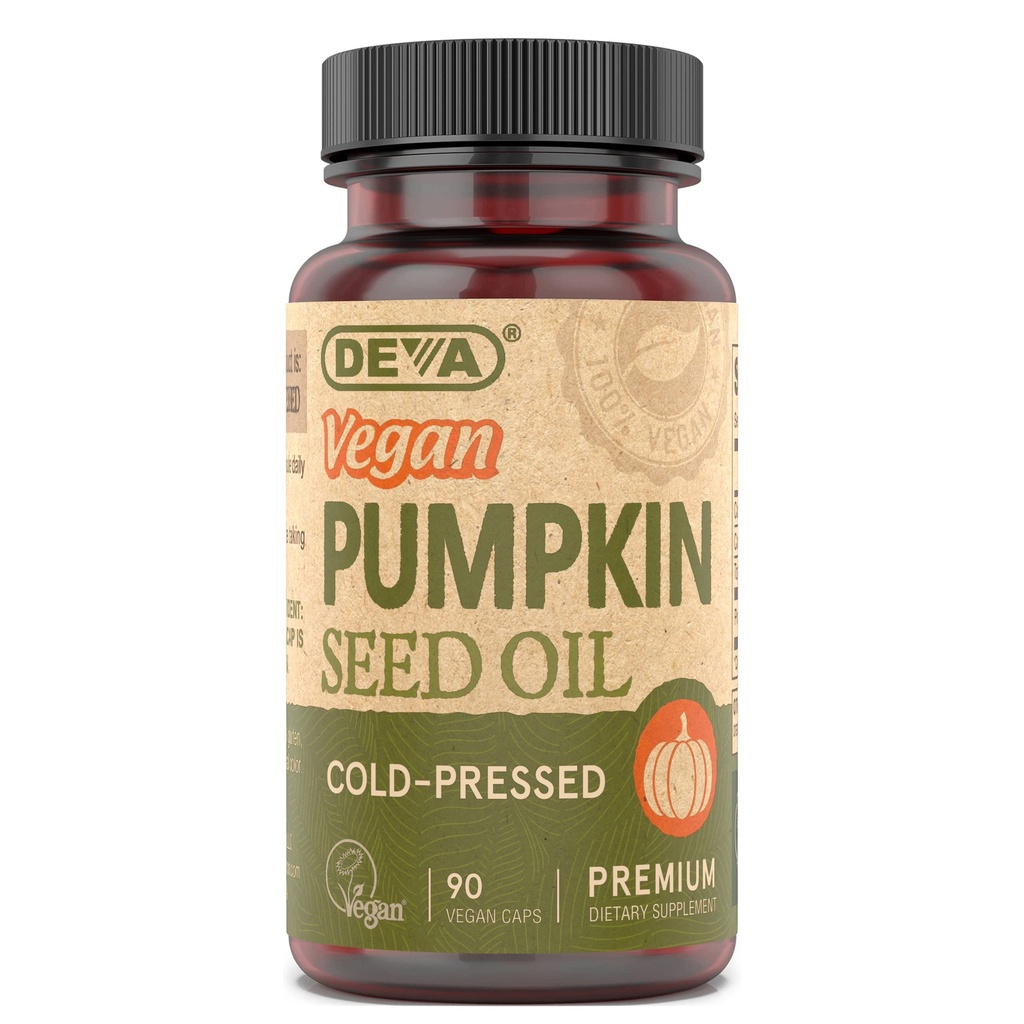 DEVA Nutrition Vegan Pumpkin Seed Oil 500 mg, Cold-Pressed & Unrefined - 90 Capsules, 1-Pack