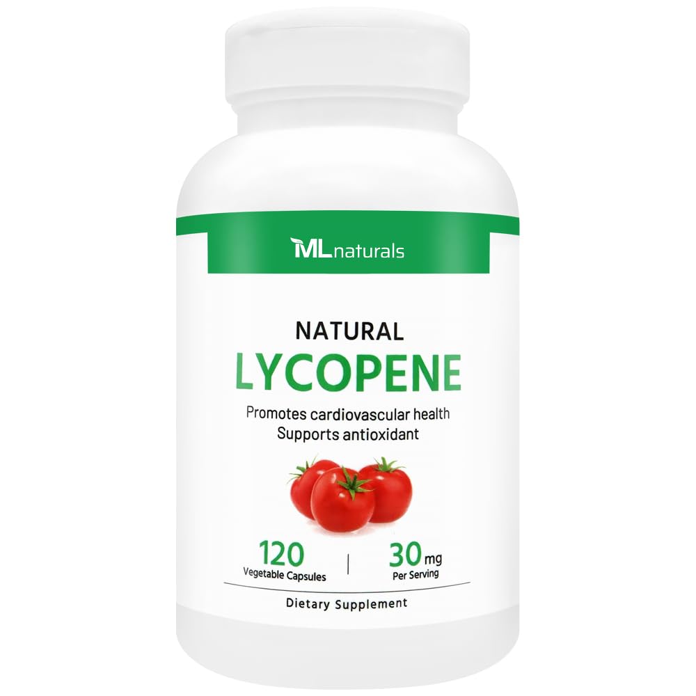 ML Naturals Natural Lycopene 30 mg 120 蔬菜胶囊. 抗氧化剂和免疫支持、心血管健康和前列腺健康、NSF-验证和CGMP-Compliant、第三方实验室测试