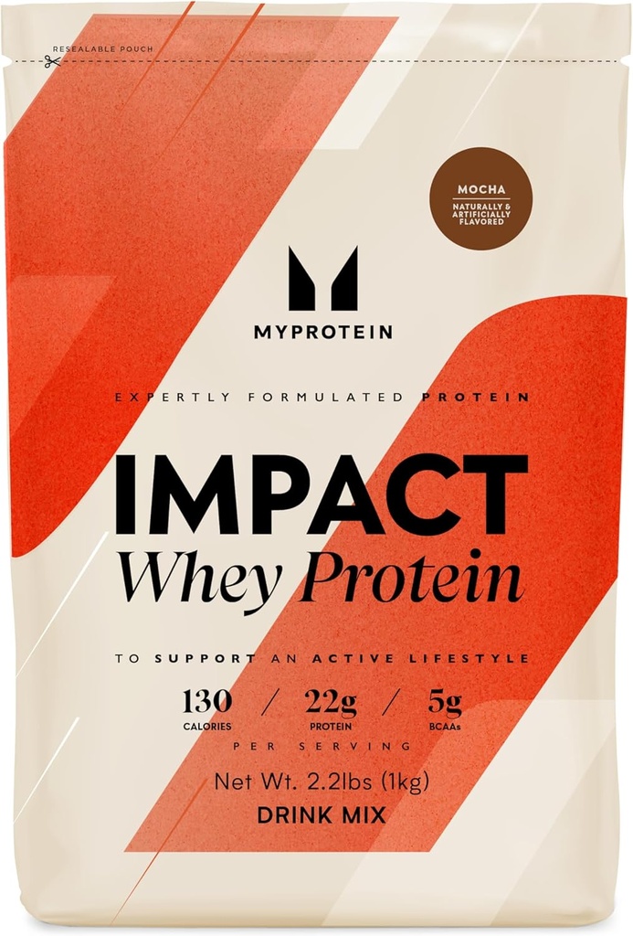 我的蛋白质效应 Whey蛋白粉,2.2 Lbs(31 services) Mocha, 22g 蛋白质 & 5g BCAA per service, Shake for 高等性能