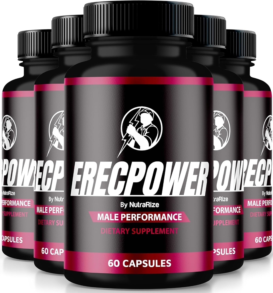 (5 Pack) Erec Power for Men, Official Erec Power Pills, 燃料能源的自然男性补充和支持整体健康, Erec Power for Performance, Review (300 Capsules).