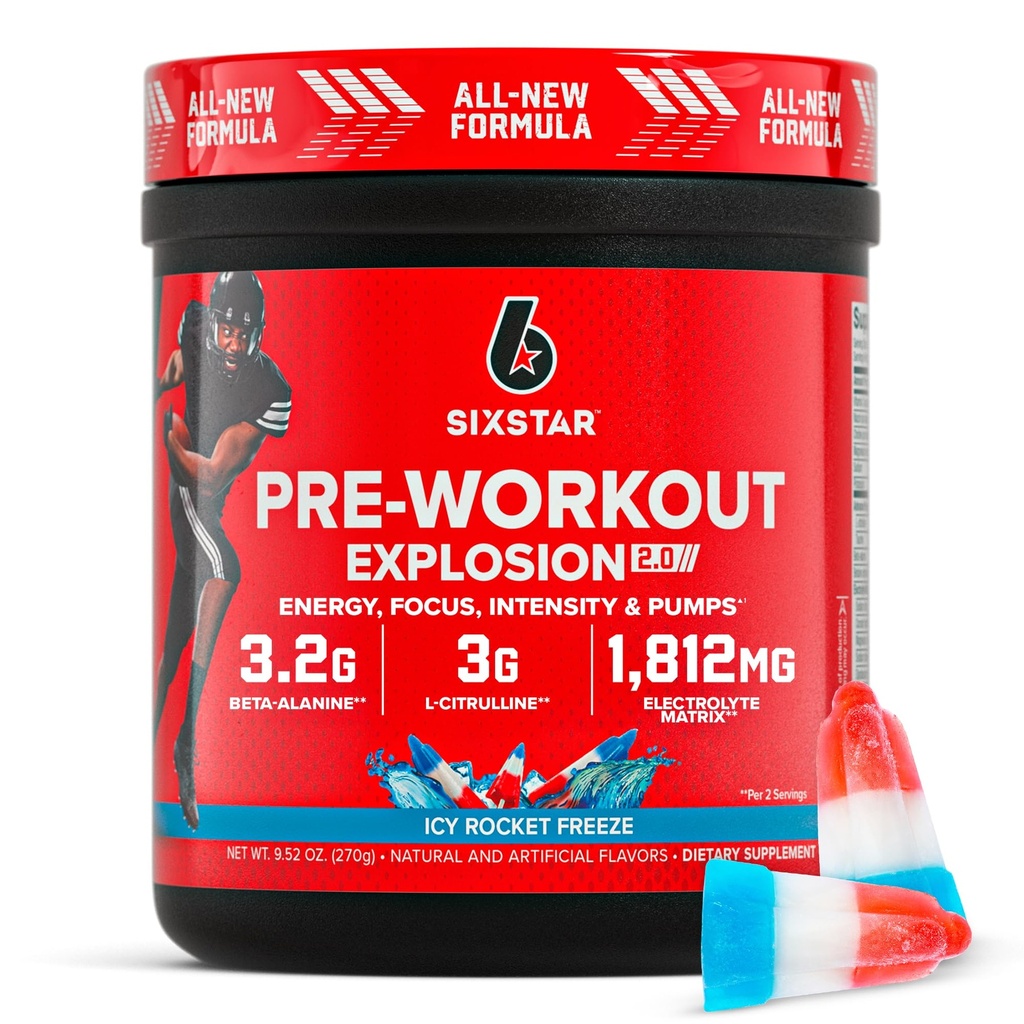 六星预战男女粉末 ICY火箭冻结(30架) - 预战爆破2.0 能量粉末 饮用与Beta-Alanine & Cafeine的混合 - 运动营养补充产品