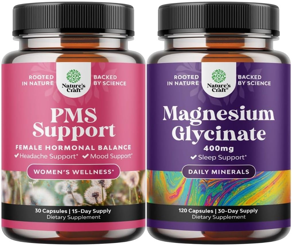 妇女和纯镁Glycnate 400mg PMS 高级辅助材料包