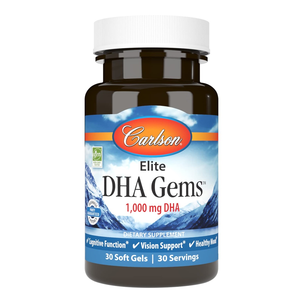 Carlson - Elite DHA宝石,1000 mg DHA,支持健康脑功能和视觉,30软凝胶