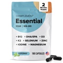 与Omega-3 DHA & EPA、B12、维生素D3 & K2、锌、硒、镁、碘 - 支持豁免和总体健康互补