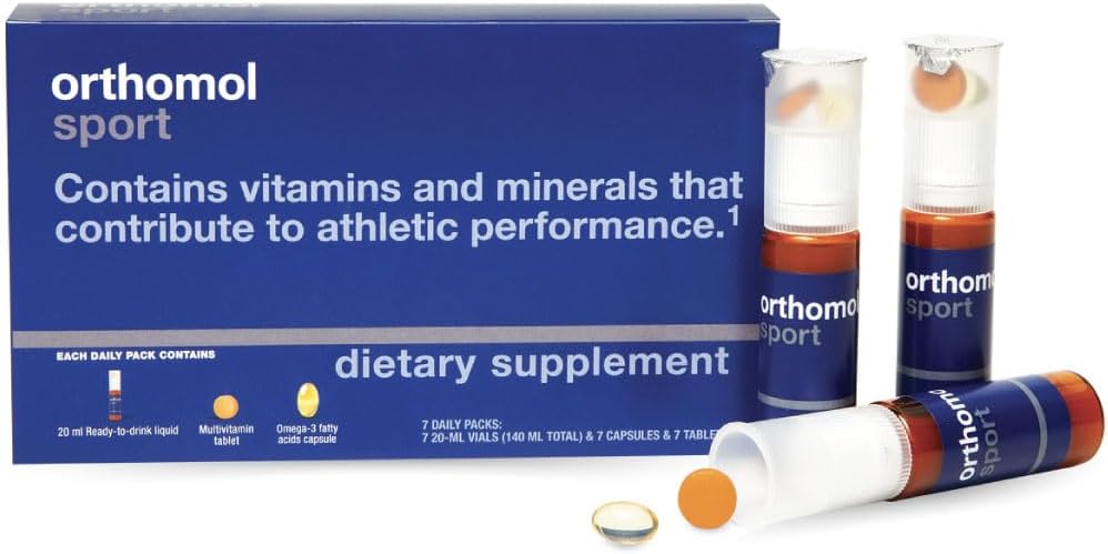 Orthomol Sport,7天供应,含维生素A,B,C,D,E,Zinc,碘,Coenzyme Q10,L-Carnitine,Omega-3和最佳性能基本矿物的Premium运动营养补充剂.