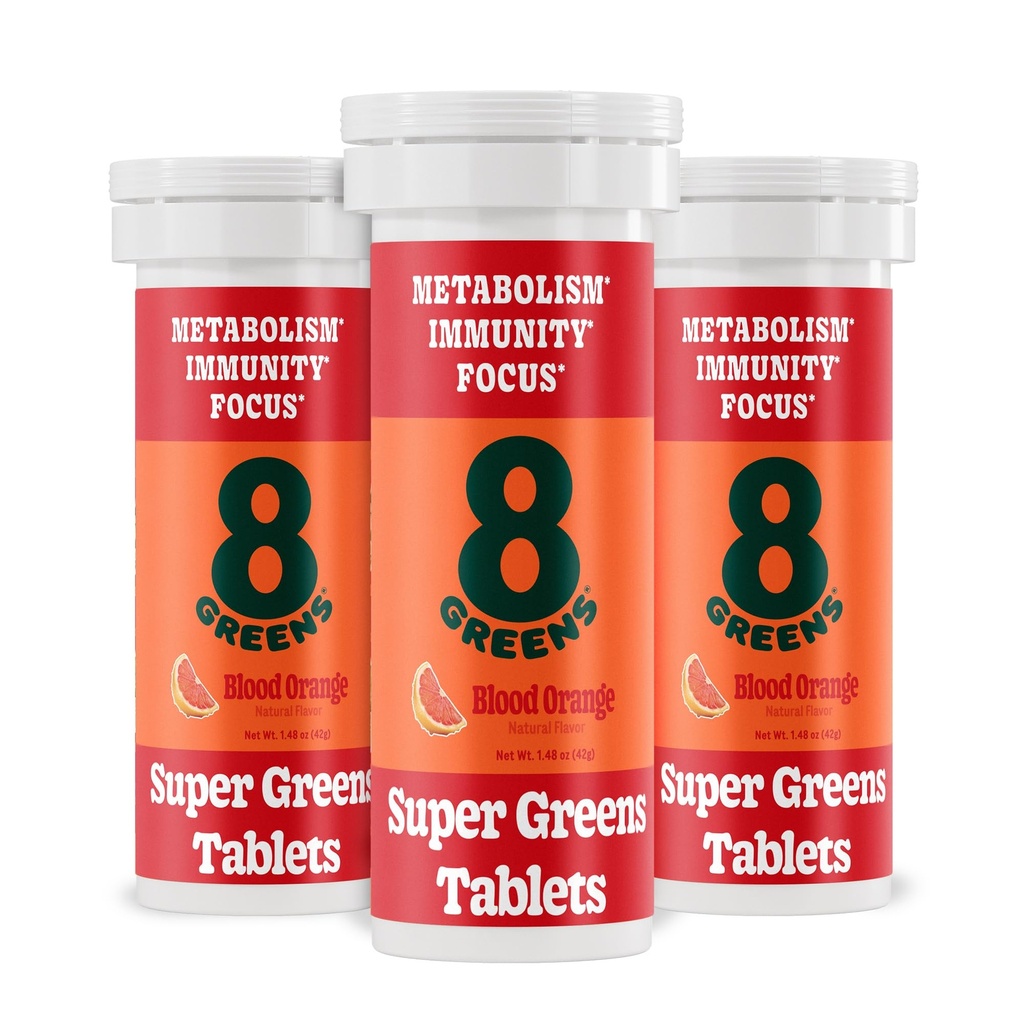 8 Greens SuperGreens牌匾 超级Greens Powder Superfood牌匾 代谢豁免和焦点 每日绿地 Effervescent牌匾 有机:Aloe Vera, Spiruina, 氯氏菌, 血橙, 30种服务