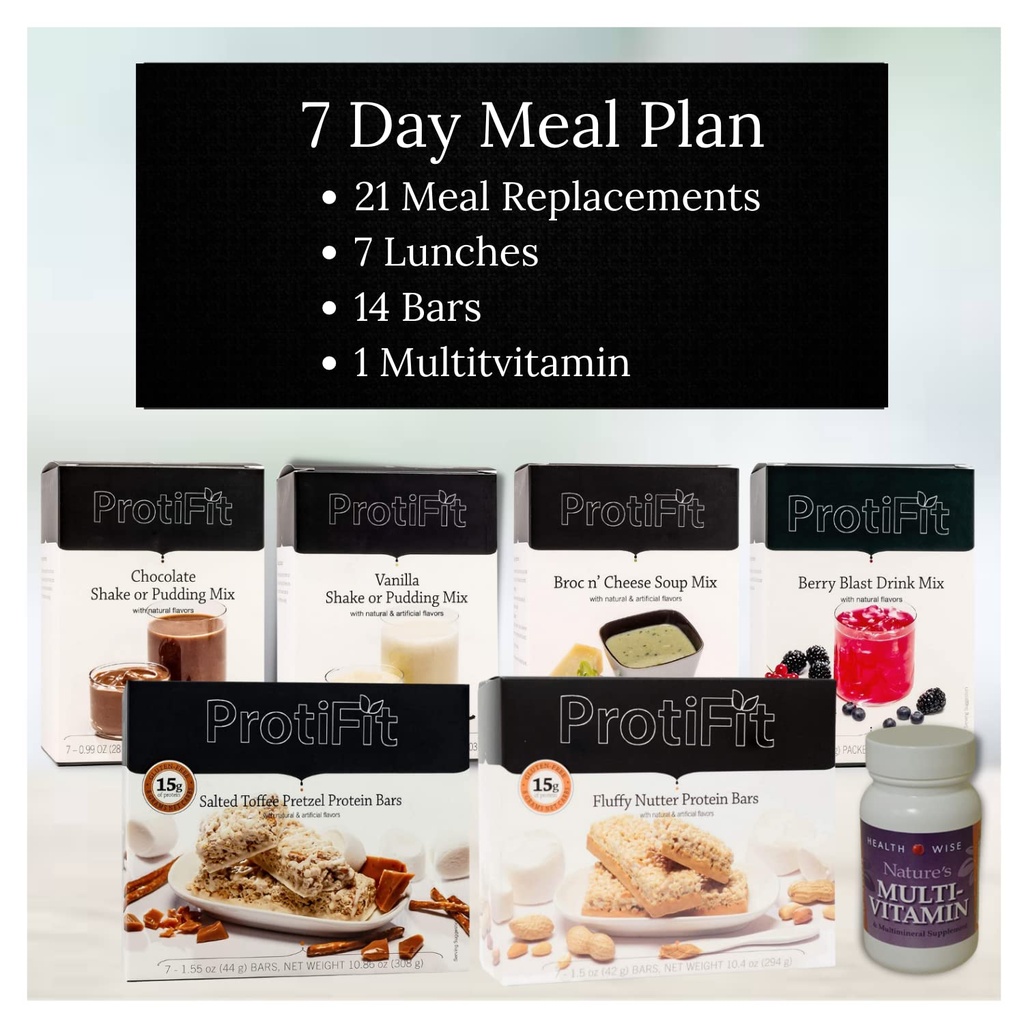 PROTIFIT - 高蛋白蛋白 Meal Plan Starter Kit, 15g 蛋白质补充品 & Snacks, 30天多维他命,理想蛋白兼容性(7天 Kit)
