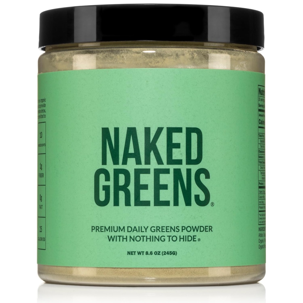 NAKED 超级绿地有机绿地补充剂 - 只有10种Premium Infedients - Vegan,非GMO,Prebiotic和Probiotic - 35种服务