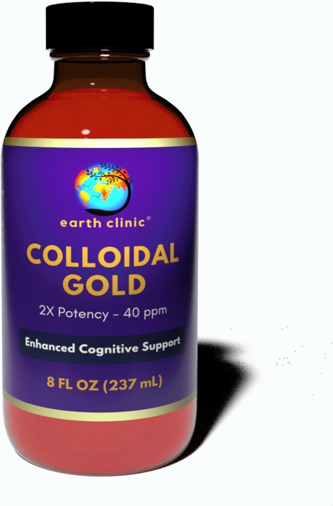 地球诊所 → 连体金 - 2X 聚焦于40 ppm,8 fl oz Amber瓶用于增强脑健康和认知支持