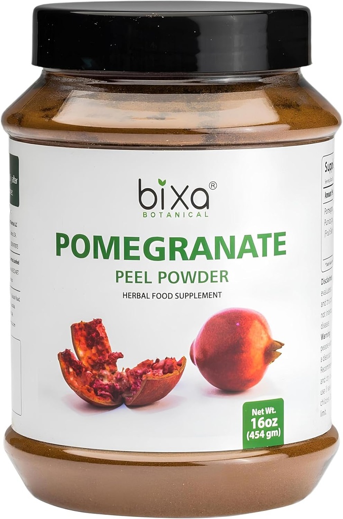 Bix BOTANICAL Pomegrante Peel Powder 草药茶、皮肤护理和DIY美女 Punica Granatum, Ayurvedic 草药补充剂 QQ Gluten Free, 非GMO, Steam tried, Vegan, 100%纯  1 lb/16oz
