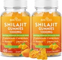 2 Packs Shilajit Gummys 1000mg 无糖 - Shilajit 男女补充 - 85+ Track Minerals & Fulvic酸高 - 能量,大脑,豁免 - 120 Gummys
