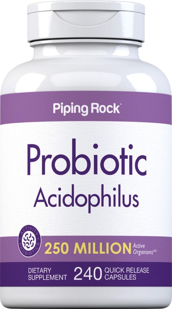 (原始内容存档于2017-09-26) (英语). Piping Rock Probiotic Acidophilus Capsules = 2.5亿 CPU = 240 药丸 = 饮食补充 = = non-GMO, Gluten Free