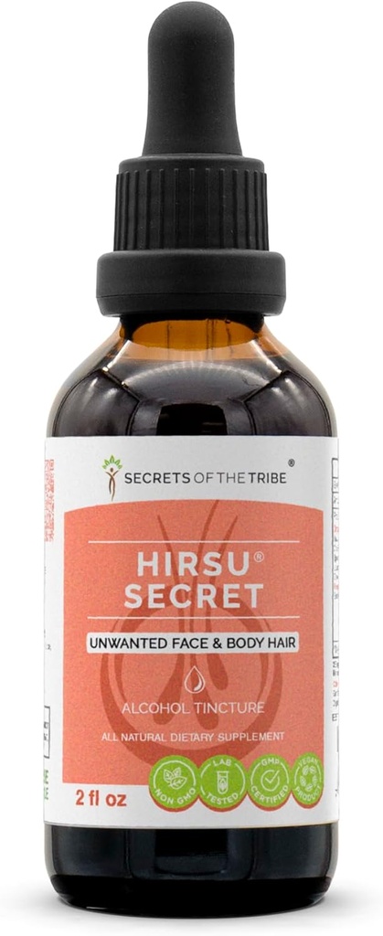 部落的秘密 - Hirsu Secret, 草药补充剂 Blend Drops 酒精液体提取, 不受欢迎的面部和身体头发(2 fl oz)