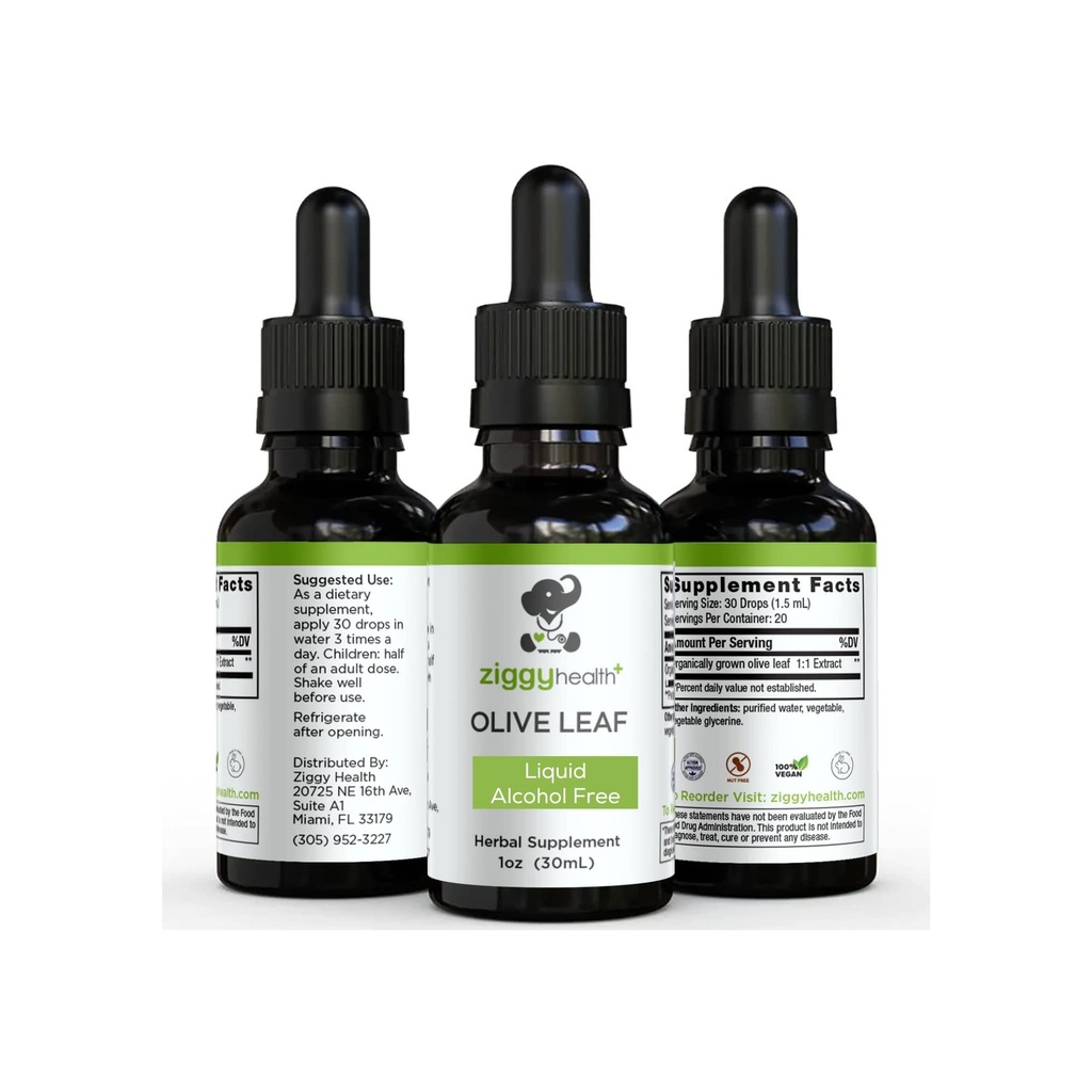 Olive Leaf 提取液体叮当 - 有机 - 无酒精饮食补充 - 外力 - 心血管和总体健康支持 - Vegan - 1 oz by Ziggy Health