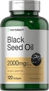 Horbaach Black Seed Oil Cold Pressed Softgel Capsules → 2000 mg → 120 Counter → 与奥米加 6 和 9 + Nigela Sativa → Non-GMO 和 Gluten Free 的补编