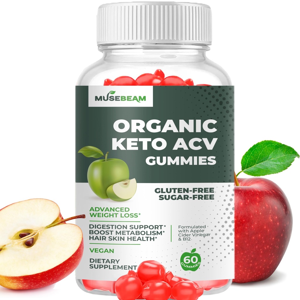Keto ACV Gummys 高级体重损失 - Gluten & Sugar Free Belly Fat Burner Apple Vider Vinegar 女性男性饮食补贴(1 000MG)