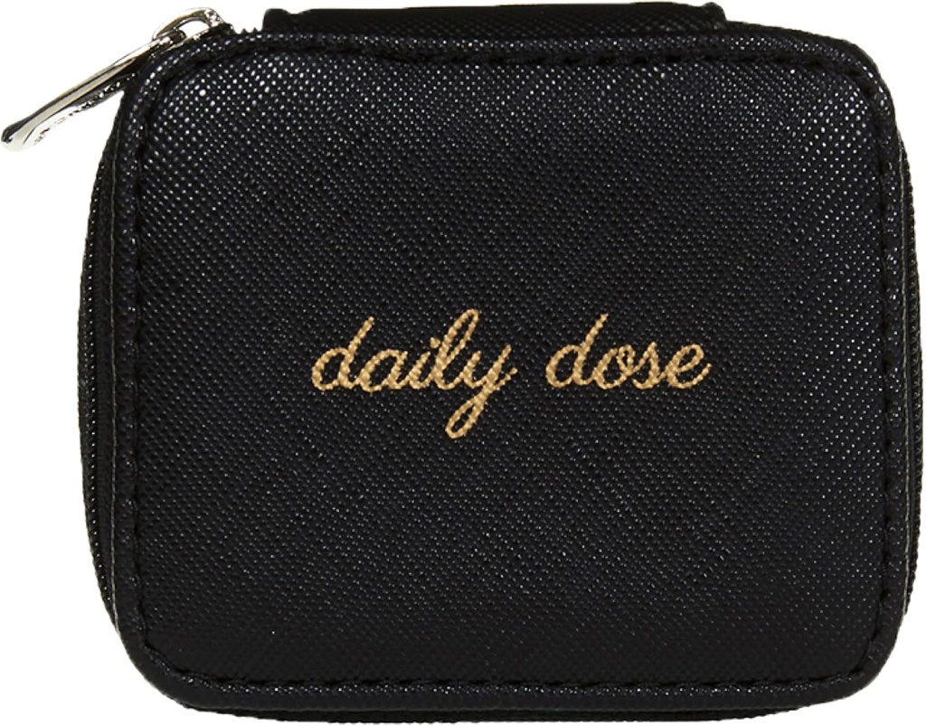 Miamica Zippered " Daily Dose " 药丸案,装有8天可移动塑料药品组织者,黑色,3.5“L×2.75”W×1.25“H – 保持你的维生素和药丸组织起来 – Contract and Sleek Pill Box