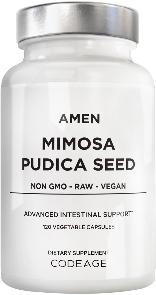 阿门有机Mimosa Pudica种子 Capsules,2个月供应,Vegan Mimosa Pudica种子植物补充剂 - Mimosine敏感植物药丸 - 脂肪可溶性饮食补充剂 - Non-GMO & Vegan - 120 Capsules
