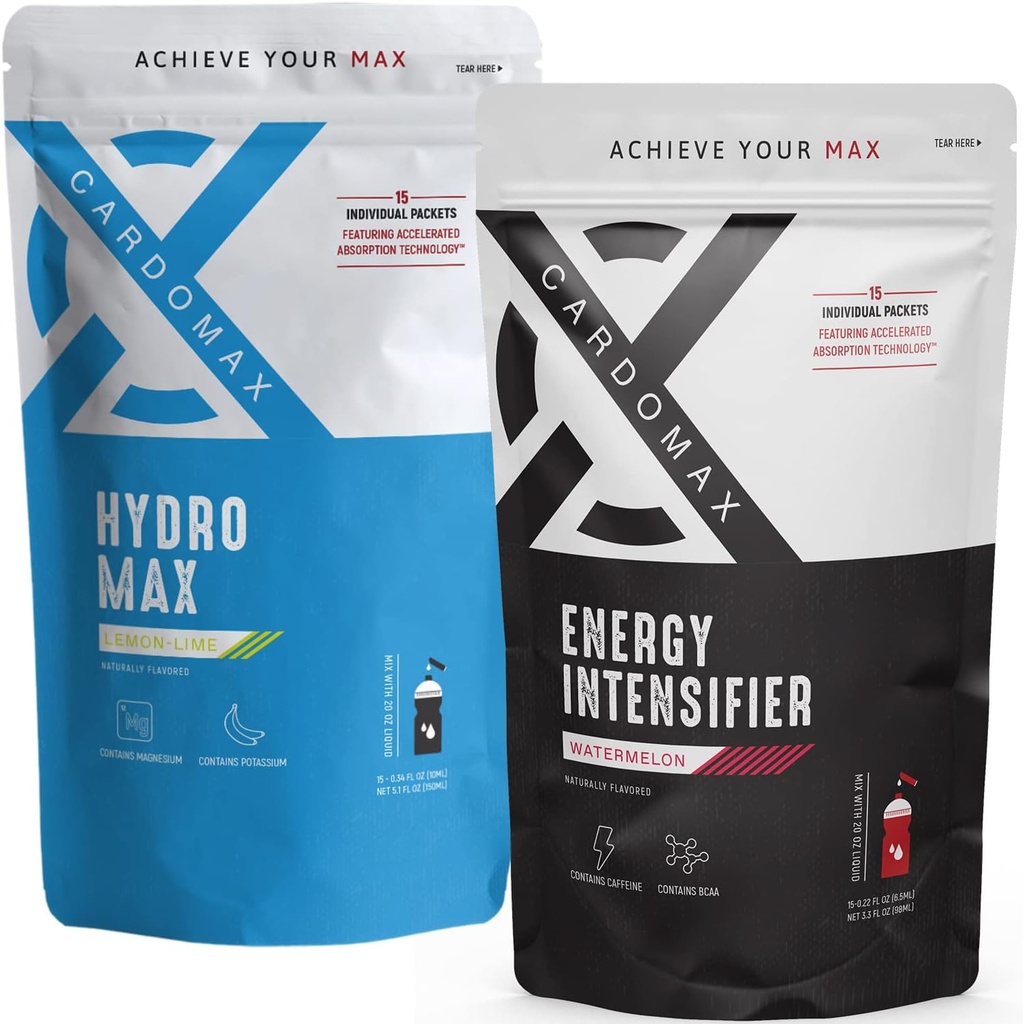 CARDOMAX - Energy Intensifier (Watermelon) & HydroMax Liquid Hydration (Lemon Lime) Bundle