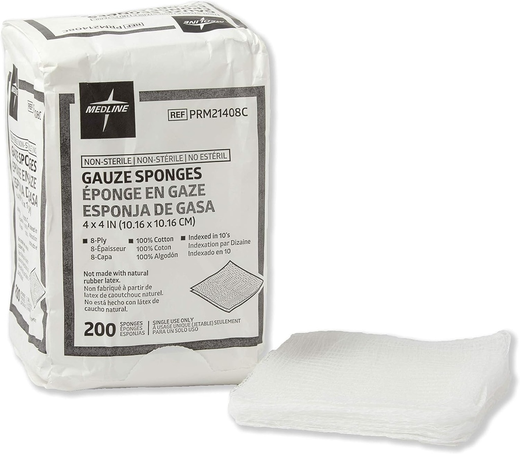 (原始内容存档于2018-09-25) (中文(简体) ). Medline Non-Sterile Cotton Woven Gauze Sponges, 8 Ply, 创伤穿戴和清洁的理想,案例4000