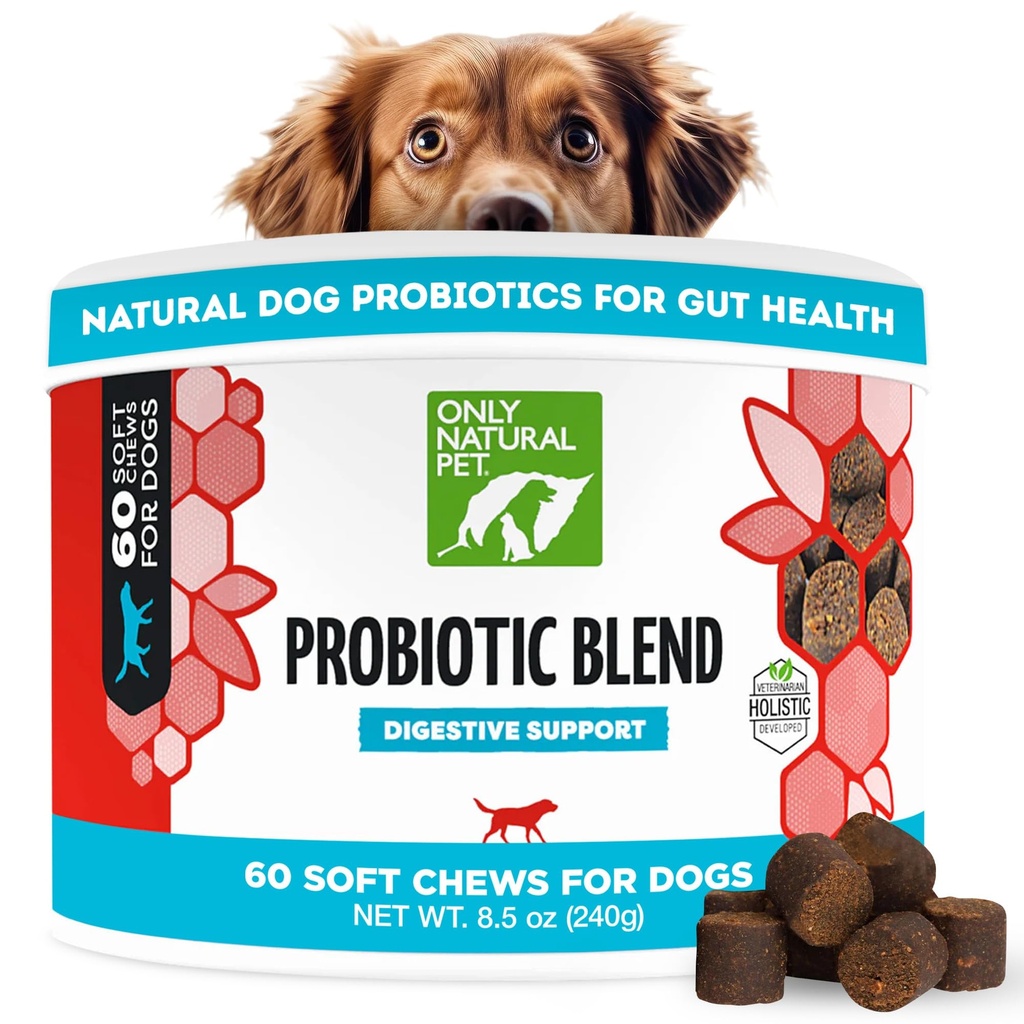 只有自然宠物Probiotic Dog and Cat Supplement - Digestive & Gut Health Enzyme Formula, Pupppy & Canine Digestive Chews, Best for Stomach Relief & Gas Aid - Soft Chews, 60 Counter. (原始内容存档于2019-03) (英语).