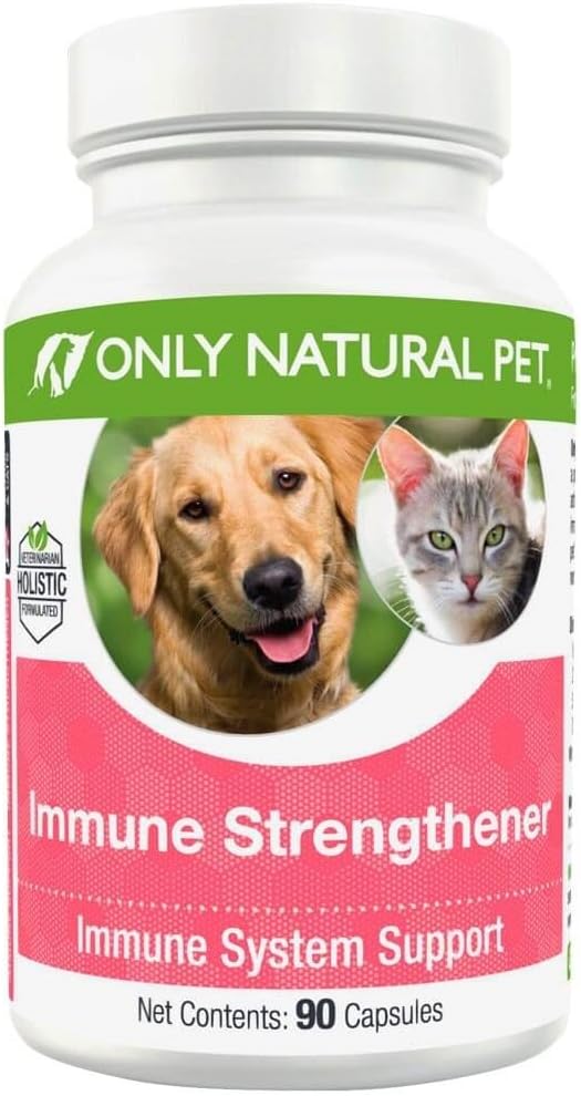 只有自然宠物免疫系统加强犬类补充剂 - 快速健康细胞,消化, & Liver 函数 - 多维塔明 Beta-Glucan & Antioxidant - 90 Capsules