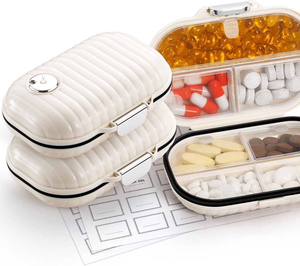 [2 Pack] Zannaki Pill Case 便携式小周游 Pill 组织者,Purse的可爱尿液药盒持有者,维生素的每日小袋药剂容器,鱼油,补编
