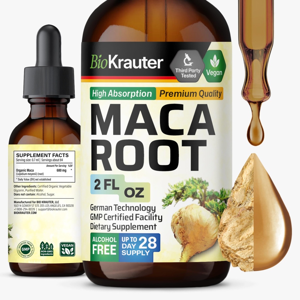 BIO KRAUTER 马卡根液滴 - 马卡根纹 - Vegan,糖和酒精自由提取 2 Fl.Oz.