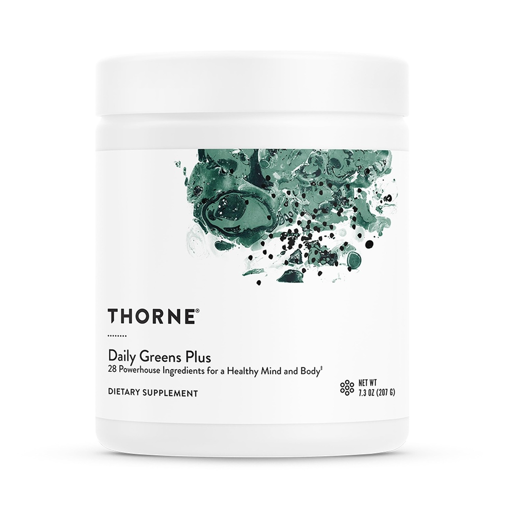 THORNE - Daily Greens Plus - 配有Matcha,Spirulina,莫林加和适配体,蘑菇和抗氧化剂混合剂的综合绿药粉 - 刷新,Mint Flavor 7.2 Oz - 30 services