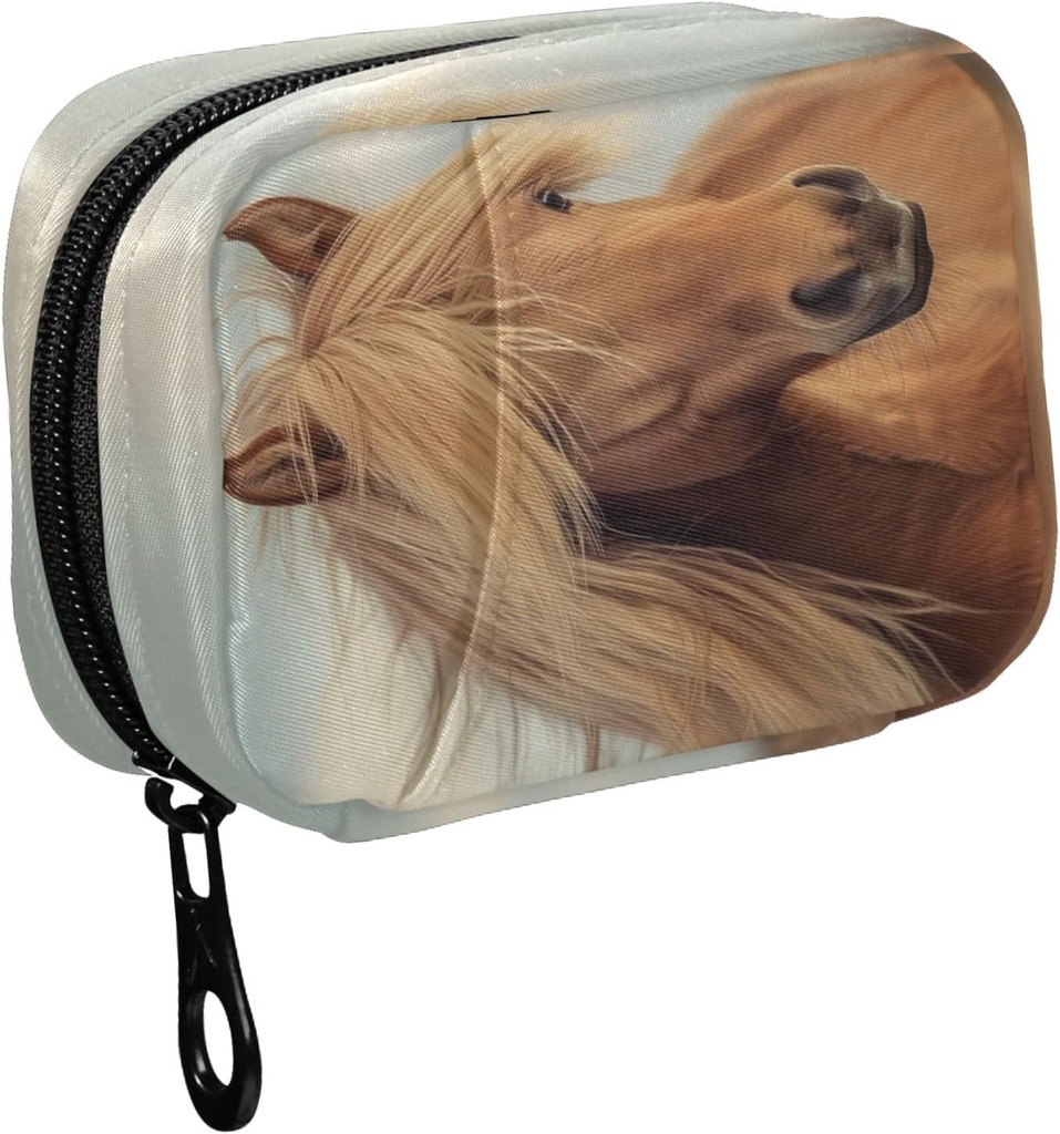 Fustylead Beautiful Brown horse with Long Mane Pill Organizer Case with Zipper 2 Times a Day for Vitamin and Supplement, 7 Day 旅行组织者药物案例 维他命 维他命 维他命 维他命