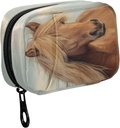 Fustylead Beautiful Brown horse with Long Mane Pill Organizer Case with Zipper 2 Times a Day for Vitamin and Supplement, 7 Day 旅行组织者药物案例 维他命 维他命 维他命 维他命